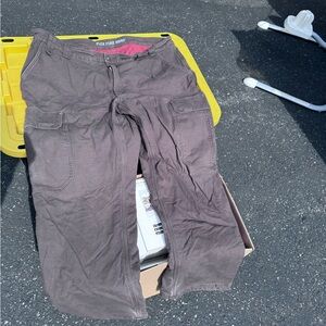 Men’s Brown Fleece Lined Cargo Pants - Flex Fit 46x34